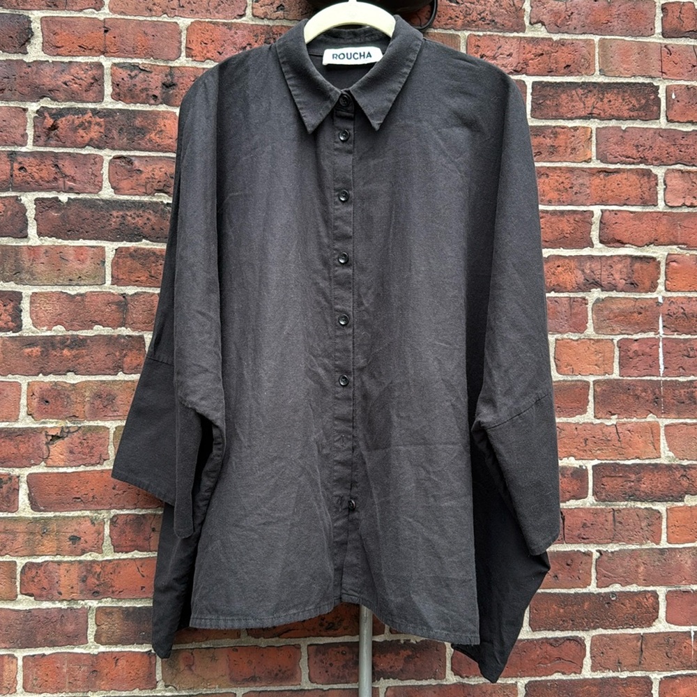 Roucha 100% SUPER SOFT Cotton Black Oversized Boxy Lagenlook Womens D 16-20 Top